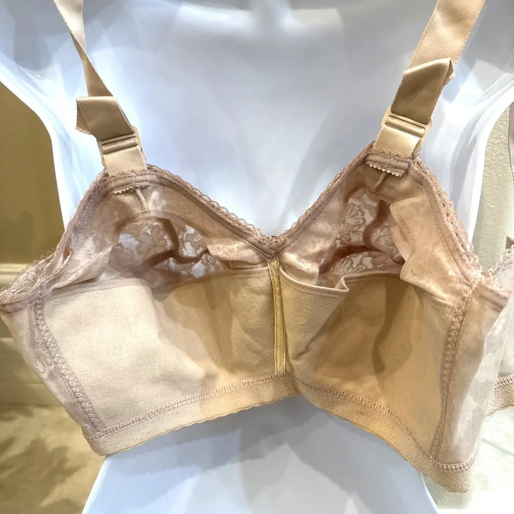 Vtg New‎ 36FF LADY CAMEO Floral Bullet BRA Beige Lace Torpedo Cone Wireless USA